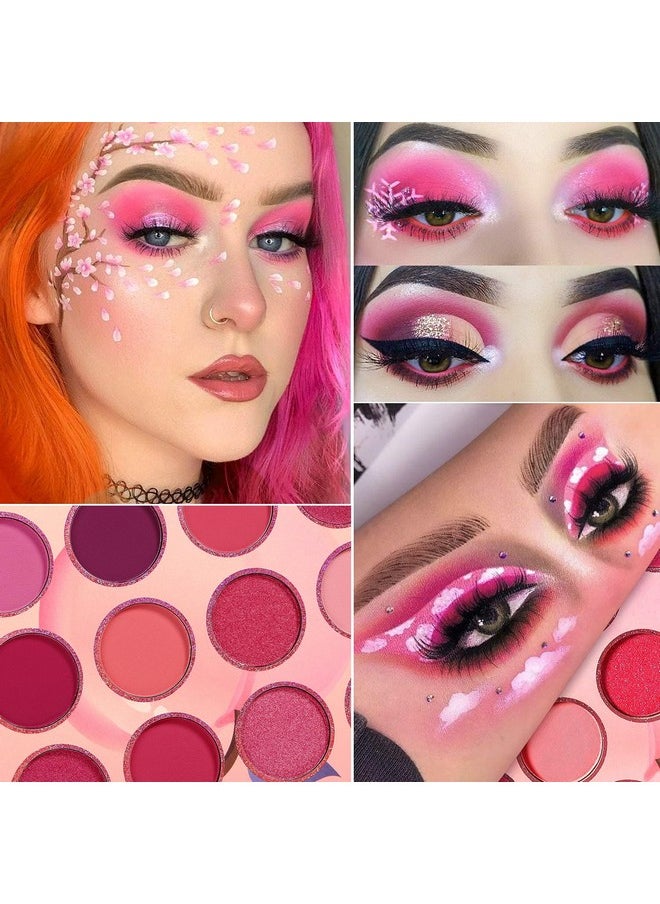 DE'LANCI - Pink Purple Eyeshadow Palette, 12 Colors High Pigment Matte Shimmer Barbie Eye Shadow Makeup Pallet, Small Bright Peach Red Eyeshadow Pallets, Long Lasting Shades For Girl Women Summer Travel - Image 1