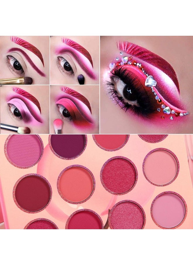 DE'LANCI - Pink Purple Eyeshadow Palette, 12 Colors High Pigment Matte Shimmer Barbie Eye Shadow Makeup Pallet, Small Bright Peach Red Eyeshadow Pallets, Long Lasting Shades For Girl Women Summer Travel - Image 1