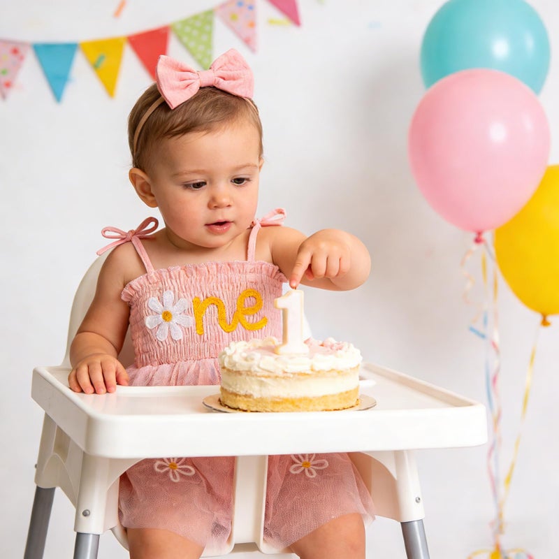 TITKKOP Baby Girl 1st Birthday Clothes One Year Old Tulle Romper Sleeveless Bodysuit Cake Smash Outfits(pink6,12-18M) - Image 2