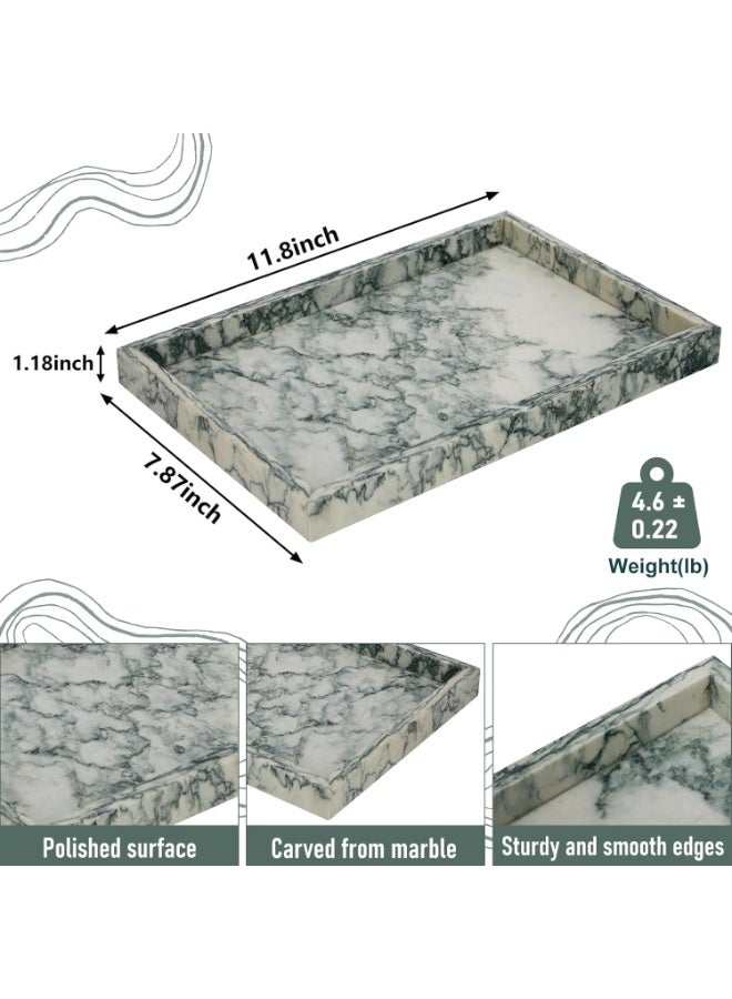 Natural Marble Vanity Tray, Cyan-Green, 12 x 8 inch - Image 2