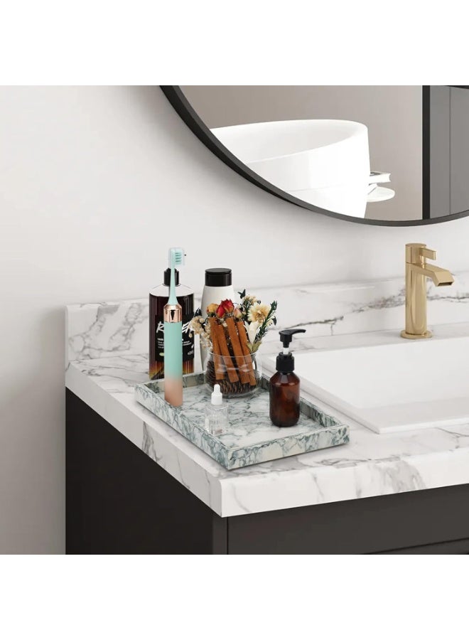Natural Marble Vanity Tray, Cyan-Green, 12 x 8 inch - Image 3
