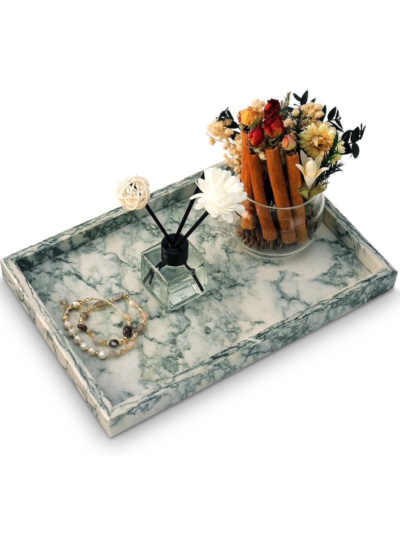 Natural Marble Vanity Tray, Cyan-Green, 12 x 8 inch - Image 1