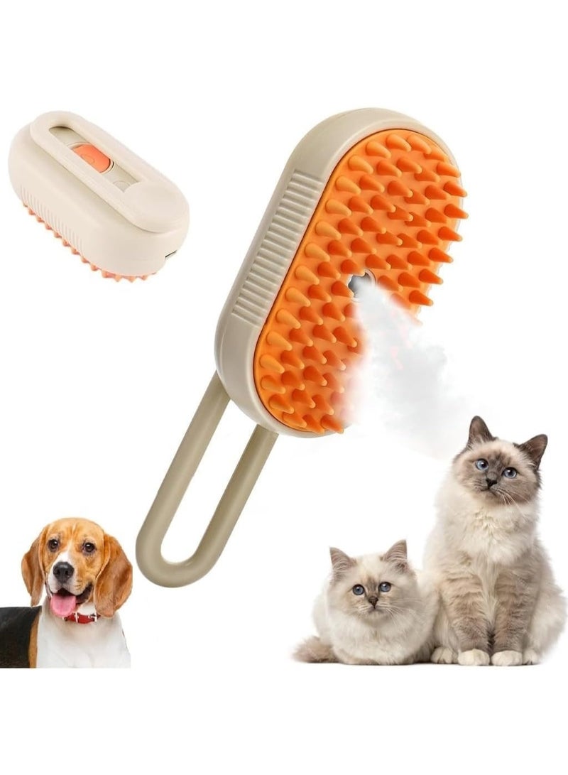 فرشاة تنظيف 3 في 1 للقطط والكلاب بالبخار مع خزان مياه مدمج - مزيل شعر الحيوانات الأليفة، وفرشاة تدليك وتنظيف للفراء الطويل والقصير - Image 1