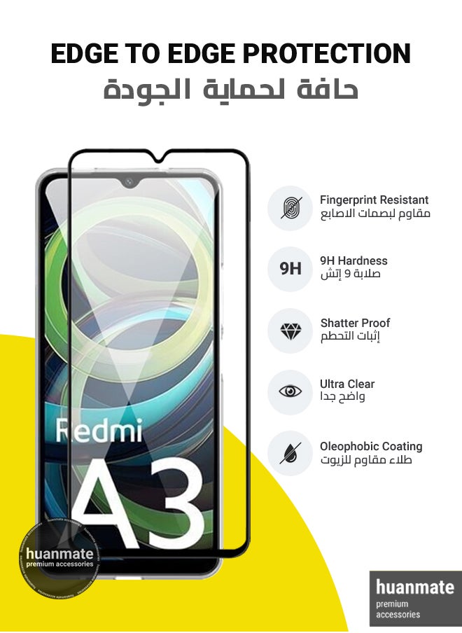 huanmate - 2 in 1 Xiaomi Redmi A3 Protection Pack - Ultra Clear Shockproof Case & Edge-to-Edge Screen Protector, 360 Degree Protection, Back Cover & Screen Protector for Xiaomi Redmi A3 - Image 1