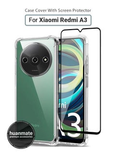 2 in 1 Xiaomi Redmi A3 Protection Pack - Ultra Clear Shockproof Case & Edge-to-Edge Screen Protector, 360 Degree Protection, Back Cover & Screen Protector for Xiaomi Redmi A3