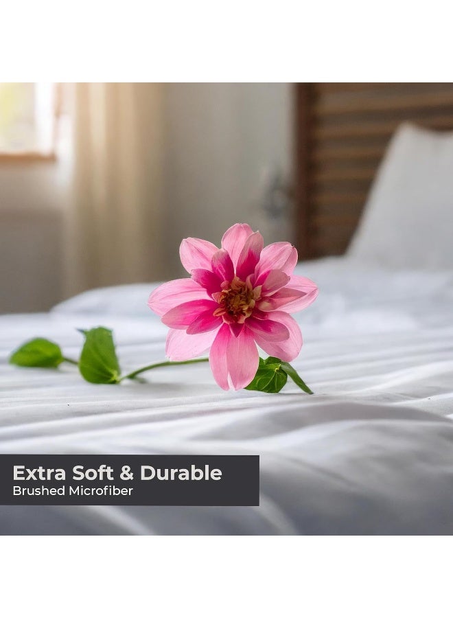Sleepy Town King Size Bed Sheets - 3 Piece - NO Flat Sheet Included - King Sheet Set - Soft, Comfy & Cooling - Easy Care - Wrinkle & Fade Resistant - Brushed Microfiber - Deep Pocket Sheets (White) - Image 3