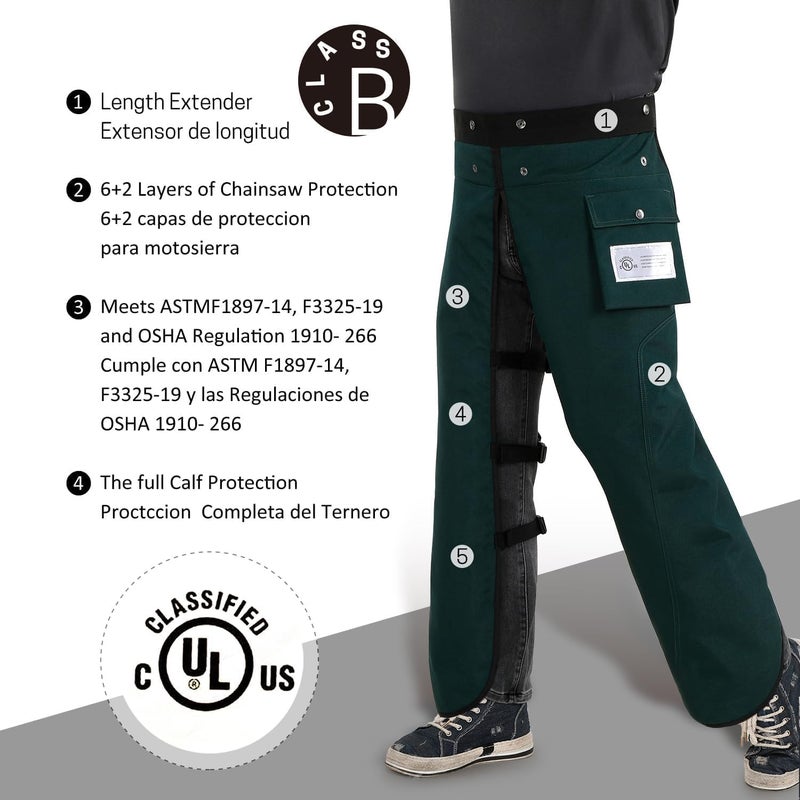 ZELARMAN Chainsaw Chaps Apron 8-Layer Wrap for Men/Women Loggers Forest Workers Protective Chain Saw Pants Adjustable - Image 2