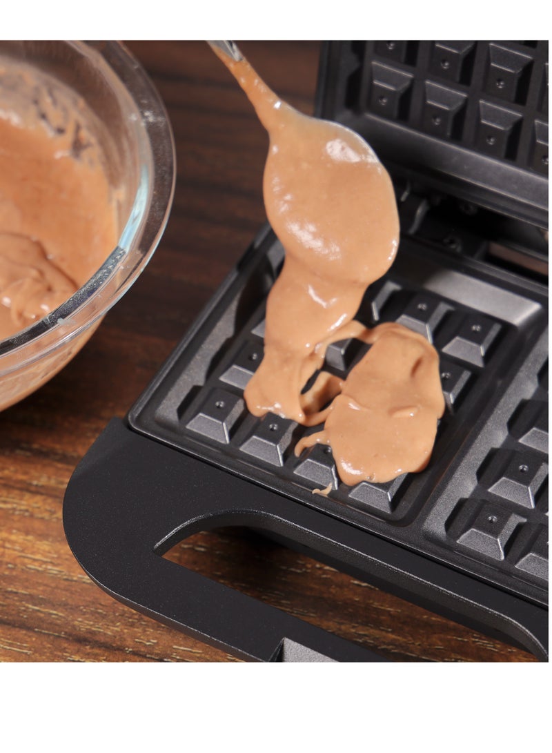 KRYPTON Waffle Maker, Power & Ready Indication Lights, Non-Stick Coating, Overheat Protection, Cool Touch Handle, Skid-Resistant Feet 750 W KNWM6369 Black - Image 4