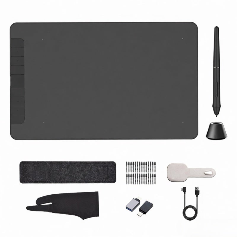 Graphics Tablet: 10x6In Large Working Area, 8 Customizable Shortcut Keys, Battery-free Pen - 8192 Pressure Level, Smart Chip Digital Sketch Pad for Digital Artists, Designers & On-the-go Creators - Image 1