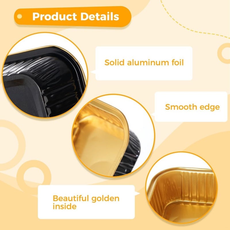 Generic Aluminum Foil Baking Cup, Disposable Ramekins Muffin Individual Square Cupcake Container, 100 Pcs Dessert Cups With Lids, Cupcake Liners, Foil Flan Baking Cups For Party - Image 5