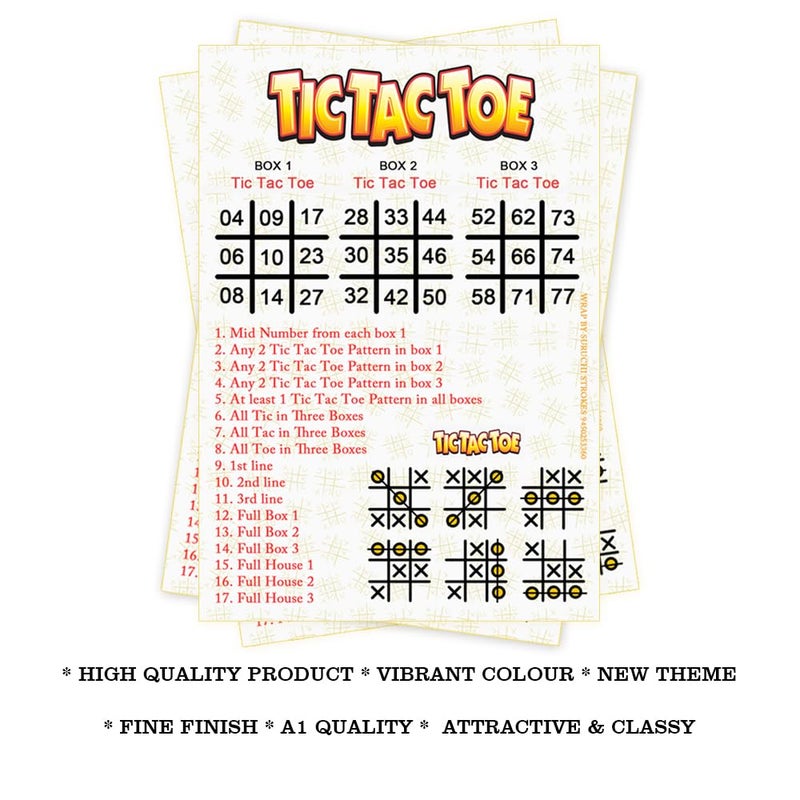 Suruchi Strokes Tic Tac Toe Theme Tambola Tickets, New Bingo, Housie, Kitty Party Games Collection Designer Printed kukuba for Friends Family get-Together, 30 Numbers (20 Tickets) - Image 4