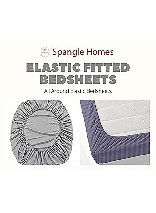 SpangleHomes 200% Soft Glace Cotton Elastic Fitted Double Bed Bedsheet With 2 Large Pillow Covers(King Bed 78 X72X10 Inches,Beige Green Triangle),300 TC - Image 4
