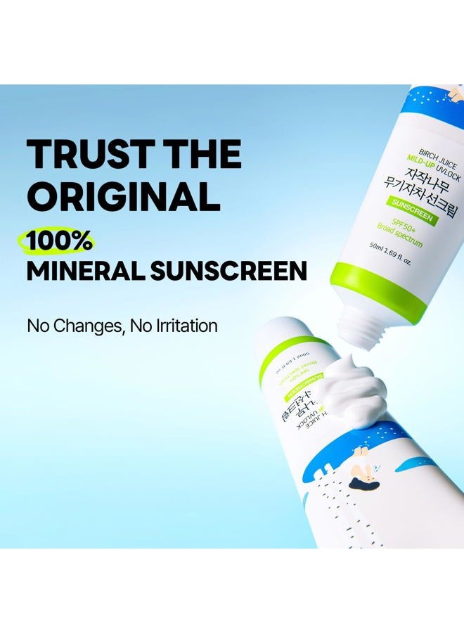 ROUND LAB Birch Juice Mild-up Sunscreen UV LOCK 1.69 Fl Oz | SPF 50+ broad spectrum, Mineral Zinc Oxide, for Sensitive Skin, Control Oil and Sebum, Korean Sunscreen - Image 2
