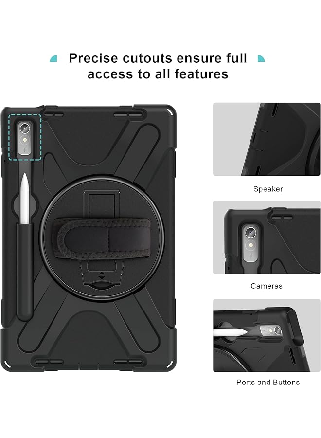 Procases For Lenovo Tab P11 Pro 11.2 Inch Gen 2 2022 Tb-132Fu Tb-138Fc Case Rugged Heavy Duty Shockproof Cover With Hand Strap Shoulder Strap For 11.2 Inch Lenovo Tab P11 Pro 2Nd Generation -Black - Image 4