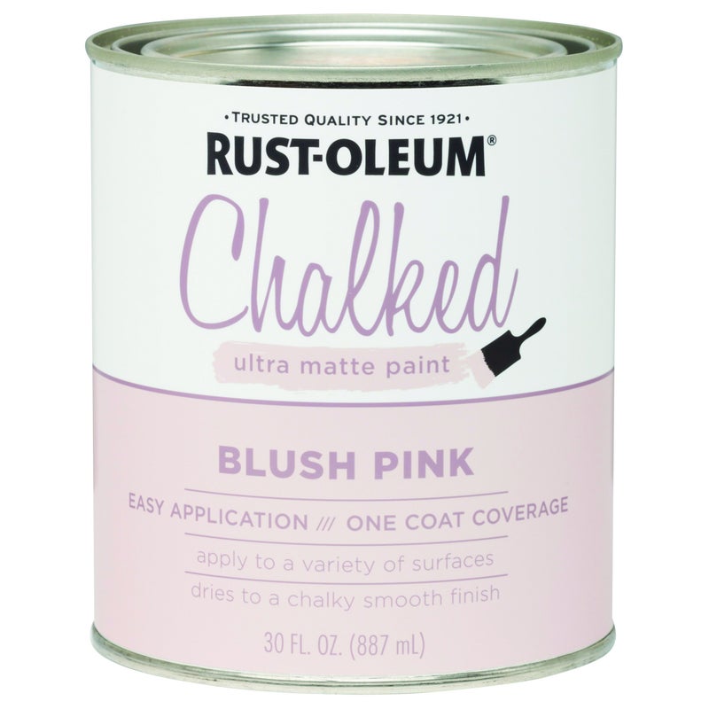 Rust-Oleum Blush Pink Chalked All-in-One Ultra Matte Paint | One Coat Coverage | No Primer, Sanding, Or Topcoat Needed | Easy Clean Up | Made in USA | 30 OZ