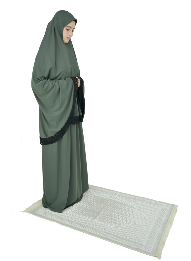 DAMAS COLLECTION Two Piece Islamic prayer dress women with Lace - Prayer Clothes for Women - Prayer Abaya For women - Jilbab 2 piece, Umrah essentials for women - Prayer set  - Image 2