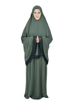 DAMAS COLLECTION Two Piece Islamic prayer dress women with Lace - Prayer Clothes for Women - Prayer Abaya For women - Jilbab 2 piece, Umrah essentials for women - Prayer set  - Image 4