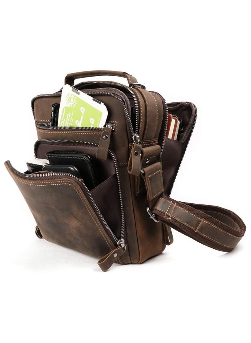 Goolink Men's Genuine Leather Small Messenger Bag, Classic Crossbody Shoulder Bags for Business and Travel  - Image 1