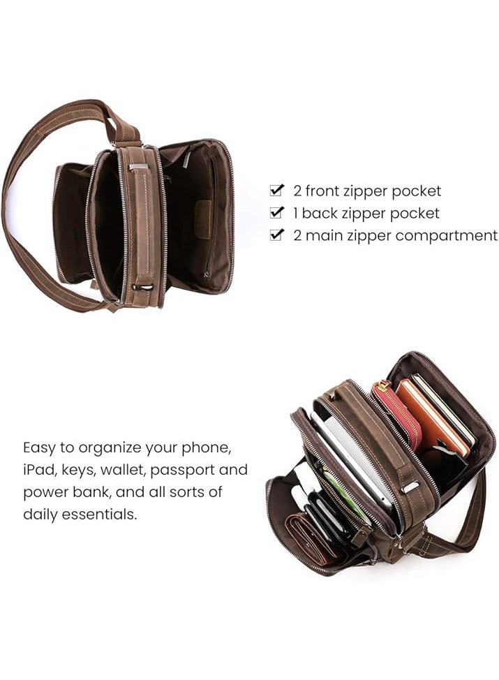 Goolink Men's Genuine Leather Small Messenger Bag, Classic Crossbody Shoulder Bags for Business and Travel  - Image 3