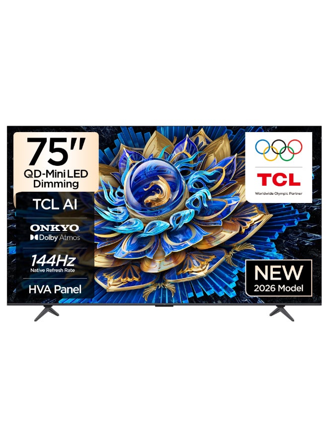 TCL Television 75 Inch 4K QD-Mini LED Dimming Google Smart TV, 144Hz Refresh Rate, 93% DCI-P3, AiPQ Pro, Slim & Uni-body Design (2026 Model) 75T8D Black - Image 1
