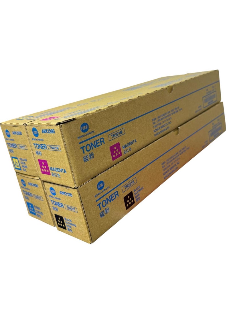 Konica-Minolta تونر بيز هاب TN-221 BCYM مجموعة كاملة عالية الإنتاجية / C227/C287 - Image 1