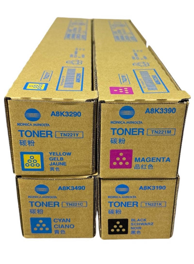 Konica-Minolta تونر بيز هاب TN-221 BCYM مجموعة كاملة عالية الإنتاجية / C227/C287 - Image 2