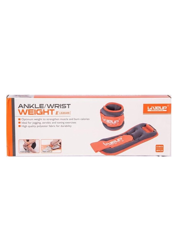 Liveup Live Up 0.25kg 2-Piece Ankle and Wrist Weights for Workout and Exercise, Orange Grey, 0.25kg - Image 1