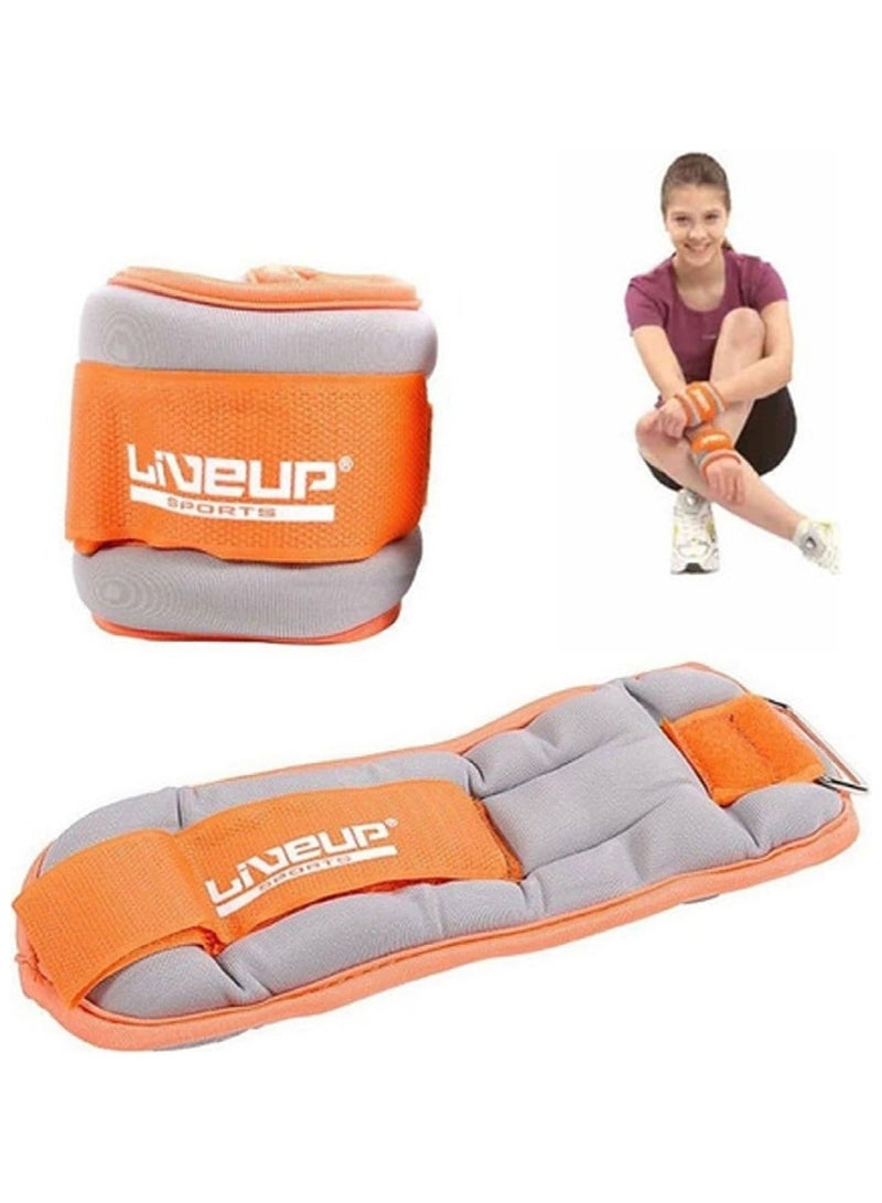 Liveup Live Up 0.25kg 2-Piece Ankle and Wrist Weights for Workout and Exercise, Orange Grey, 0.25kg - Image 2