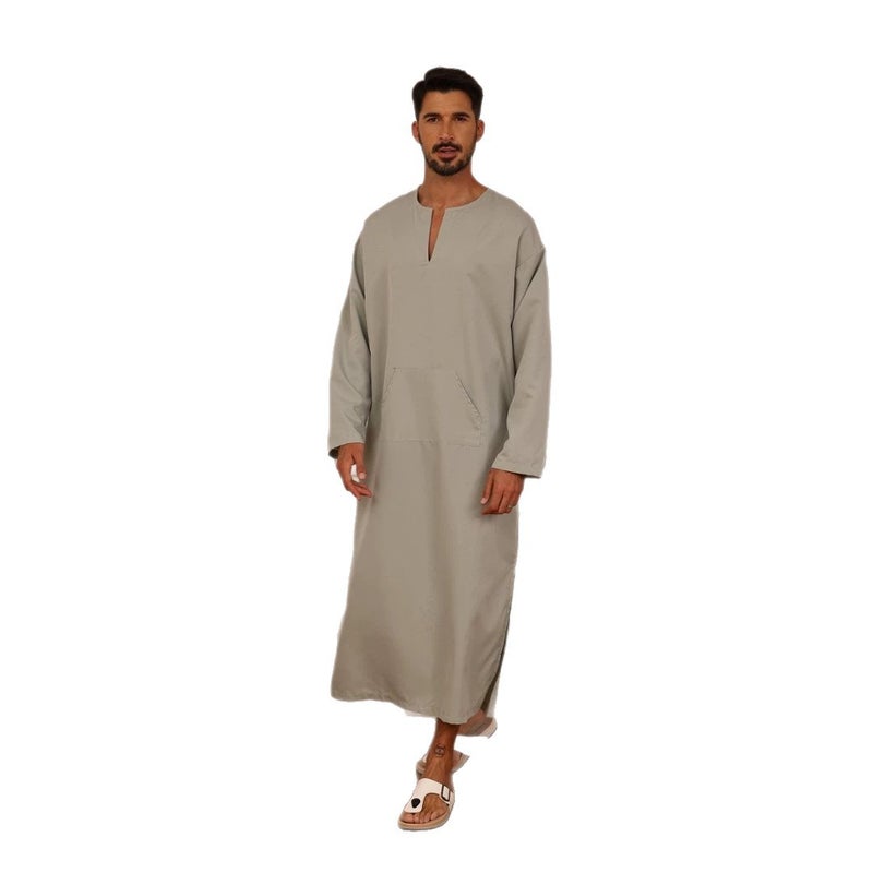 Men's Plus Size V-Neck Kandora Robe - Image 5
