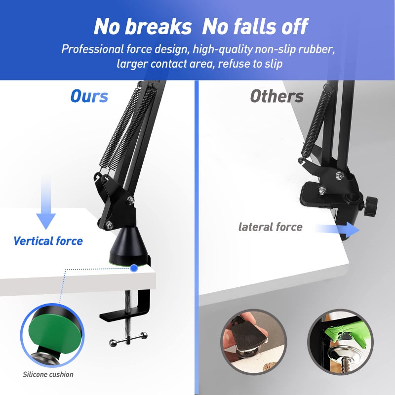SUNMON HyperX QuadCast Boom Arm with Pop Filter - Wall Mount Boom Arm and C Desk Clamp, Scissor Mic Stand Compatible with Hyper x QuadCast S Gaming Microphone - Image 4
