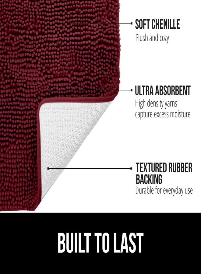GORILLA GRIP Bathroom Rug Sets, Soft Chenille 2 Piece Area Rugs Set, Toilet Base Mat and 30x20 Carpet, Absorbent Microfiber Washable Mats Dry Quickly, Home Décor and Bath Room Accessories, Burgundy - Image 2