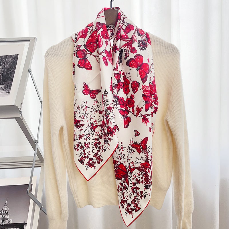 2026 New Vintage Light Luxury Silk Square Scarf Twill Silk Women'S Sun Protection Shawl Gift Silk Scarf - Image 4