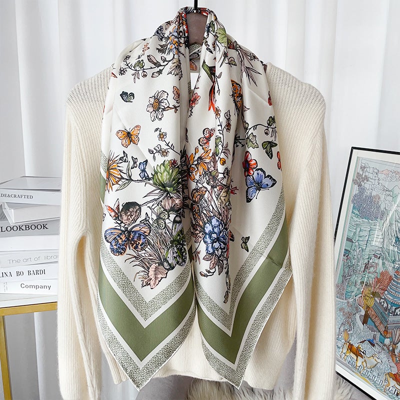 2026 New Vintage Light Luxury Silk Square Scarf Twill Silk Women'S Sun Protection Shawl Gift Silk Scarf - Image 3