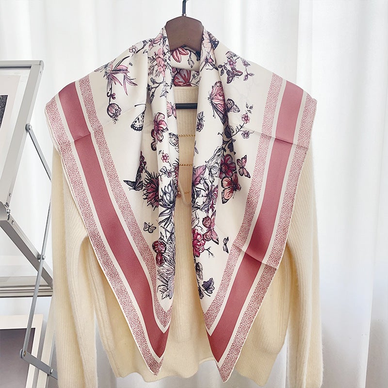 2026 New Vintage Light Luxury Silk Square Scarf Twill Silk Women'S Sun Protection Shawl Gift Silk Scarf - Image 2