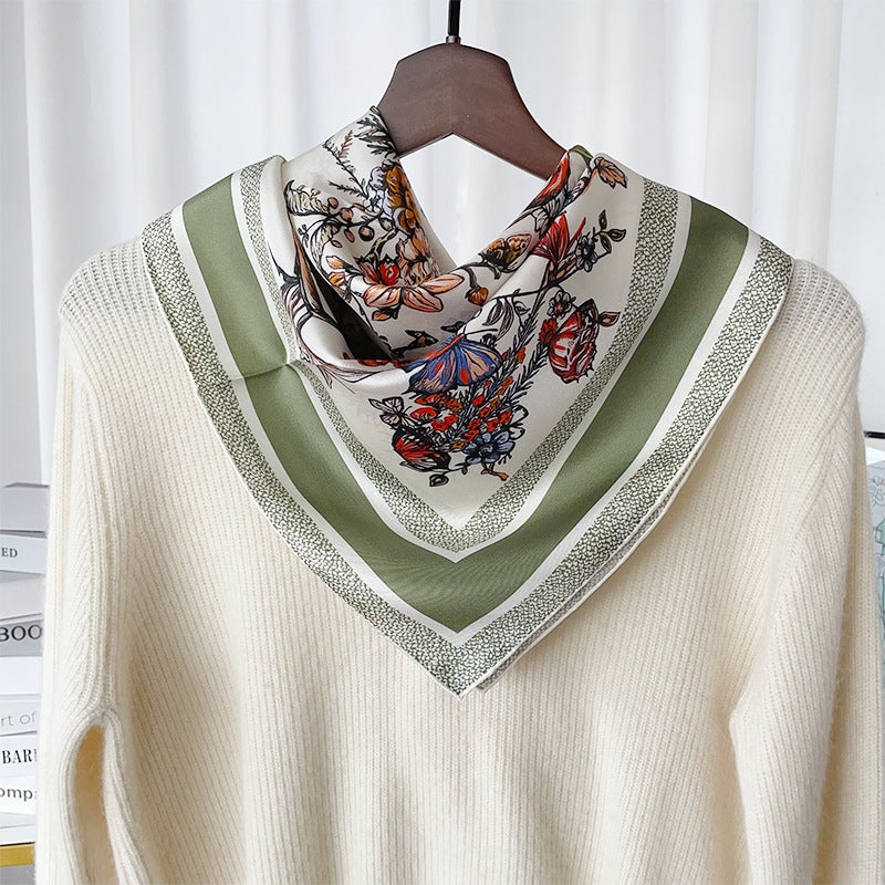 2026 New Vintage Light Luxury Silk Square Scarf Twill Silk Women'S Sun Protection Shawl Gift Silk Scarf - Image 5
