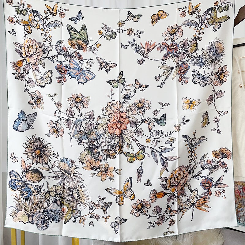 2026 New Vintage Light Luxury Silk Square Scarf Twill Silk Women'S Sun Protection Shawl Gift Silk Scarf - Image 1