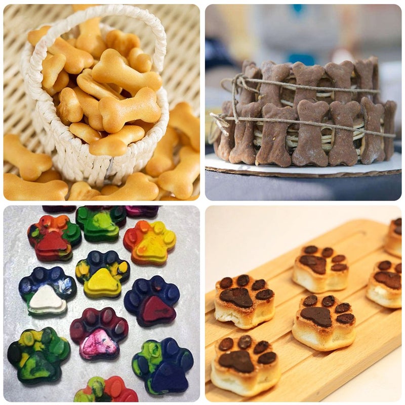 FineGood 3 Pcs Silicone Molds Puppy Dog Paw & Bone Shaped 2 in 1, 8-Cavity, FineGood Reusable Ice Candy Trays Chocolate Cookies Baking Pans, Oven Microwave Freezer Dishwasher Safe-Pink, Blue, Purple - Image 5