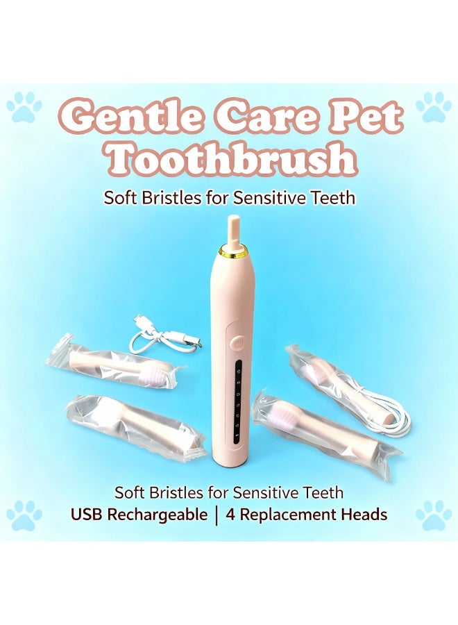Pet (dog/cat) Electric Toothbrush/ Pet Tooth Brushing Kit with 4 brush, Tongue Cleaning Brush Dental Care for Small Pets - Image 2