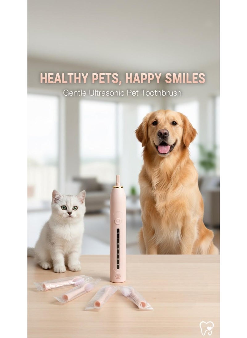 Pet (dog/cat) Electric Toothbrush/ Pet Tooth Brushing Kit with 4 brush, Tongue Cleaning Brush Dental Care for Small Pets - Image 3