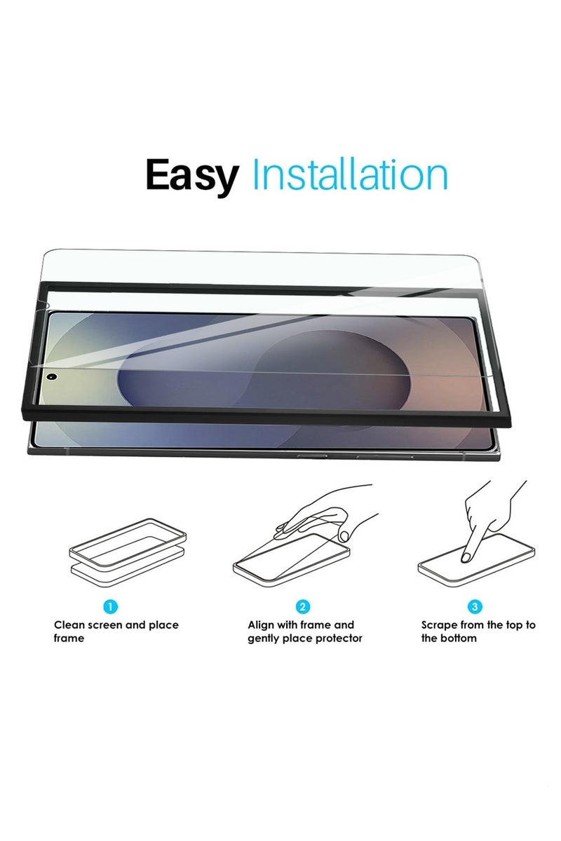 Techie حماية شاشة سامسونج جالاكسي S25 ألترا 2025، زجاج غوريلا فائق الوضوح مع إطار محاذاة تلقائي سهل التركيب، زجاج مقسى 9H، خالي من الفقاعات، متوافق مع الجرابات - عبوة من 2 - Image 3