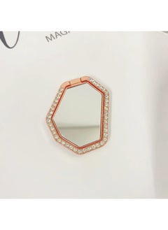 Polygon Mirror Ring Bracket Shaped Mirror Mobile Phone Ring Buckle 360 Rotating Diamond Ins For Girls-Color:Rose Gold
