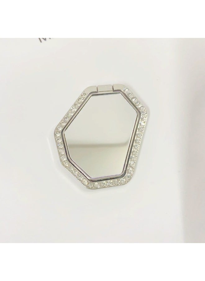Generic - Polygon Mirror Ring Bracket Shaped Mirror Mobile Phone Ring Buckle 360 Rotating Diamond Ins For Girls-Color:Rose Gold - Image 1