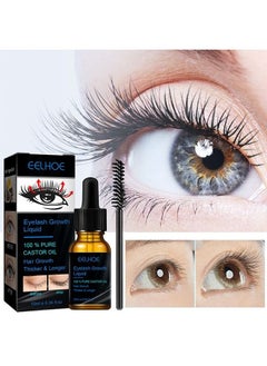 Castor Oil for Eyelashes and Eyebrows, All Natural Cold Pressed Castor Oil Eyelash Growth Serum with Mascara Tube