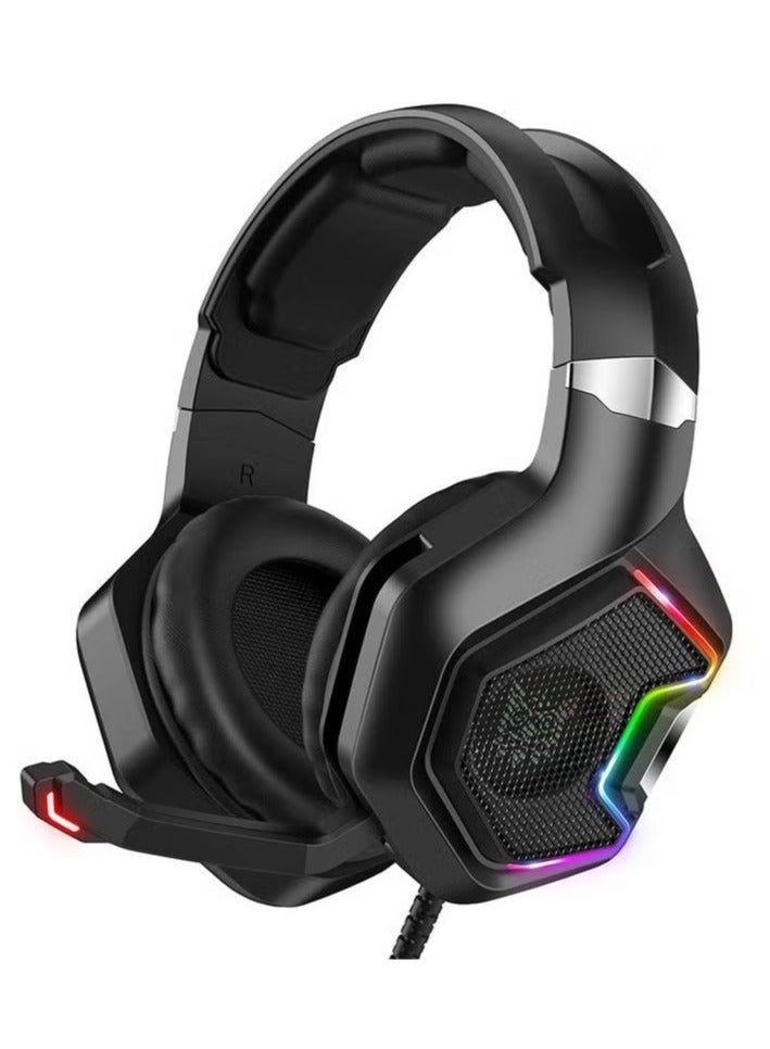 onikuma K10 Pro Gaming Headset with RGB Light – Surround Stereo Sound, Wired Headphones with Adjustable Mic, Comfortable Fit, Noise-Canceling, Compatible with PS4, Xbox One, PC, and Mobile Gaming - Image 1