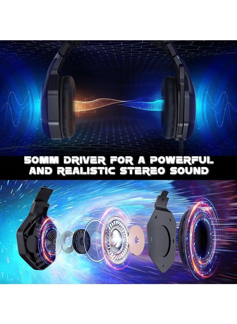 onikuma K10 Pro Gaming Headset with RGB Light – Surround Stereo Sound, Wired Headphones with Adjustable Mic, Comfortable Fit, Noise-Canceling, Compatible with PS4, Xbox One, PC, and Mobile Gaming - Image 5