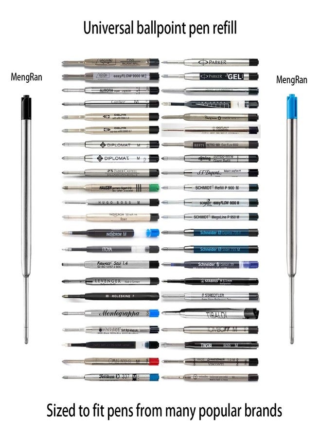 MengRan 3.9'' Ballpoint Pen Refills, 1.0 MM Medium Point, Metal Tactical Pen Refill, (Black ink, Pack of 10) - Image 3