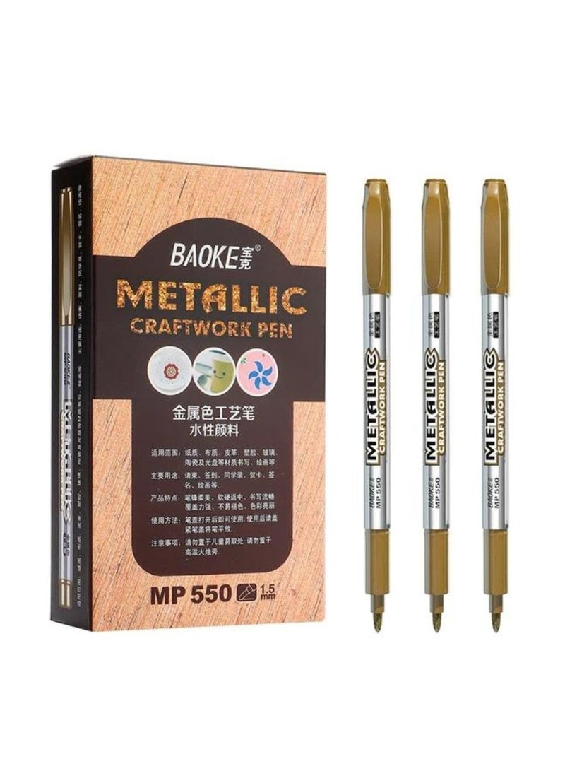 BAOKE Metallic Craftwork Pen Water-based Pen 1.5mm GOLD - Image 2