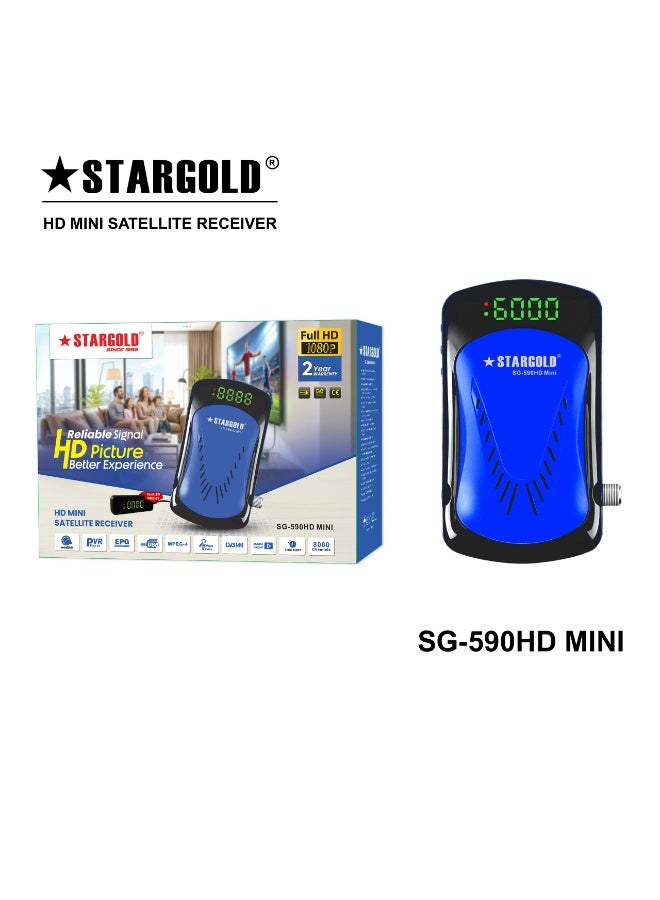Stargold Mini Satellite Receiver Full HD 1080P Digital TV Decoder Box with Dual LED Display, USB PVR Timeshift, MPEG-4 Compatibility, HD Receiver Box 5000 Channels Memory & DiSEqC Switching Support, SG-590HD - Image 2