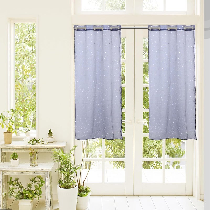 ABOOFAN Silver Foil Star Window Tulle Curtain Navy Blue 100x200cm Sheer Voile Panel for Living Room Bedroom Home - Image 5