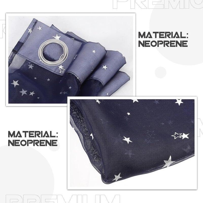 ABOOFAN Silver Foil Star Window Tulle Curtain Navy Blue 100x200cm Sheer Voile Panel for Living Room Bedroom Home - Image 2